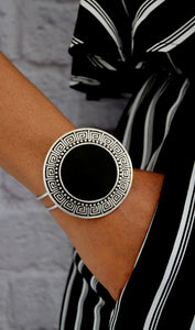 Fashion Silver/Black Cuff Bracelet - Jewelry Boutique 