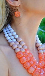 Cluster Of Cuteness Necklace Set-Coral