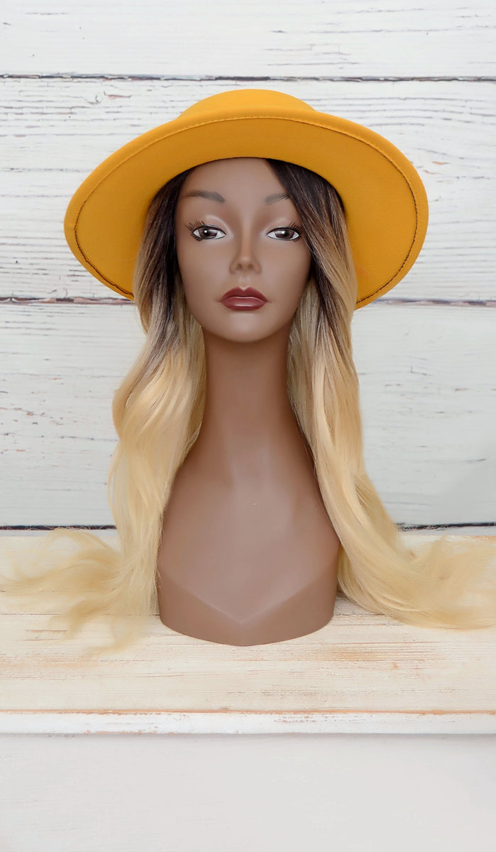 Yellow fedora hot sale hat womens