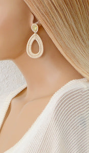 Women's Ivory Wicker Teardrop Earrings