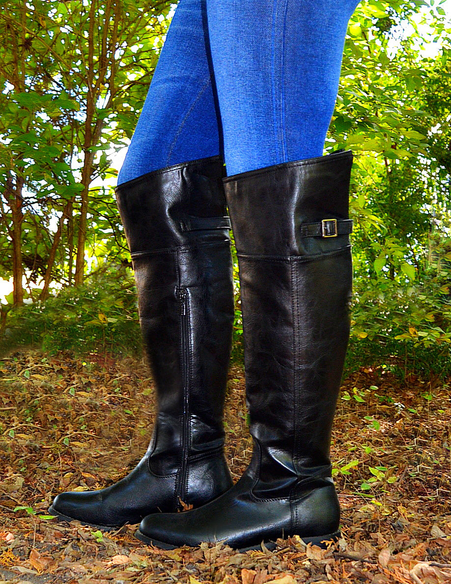 Leather riding style outlet boots