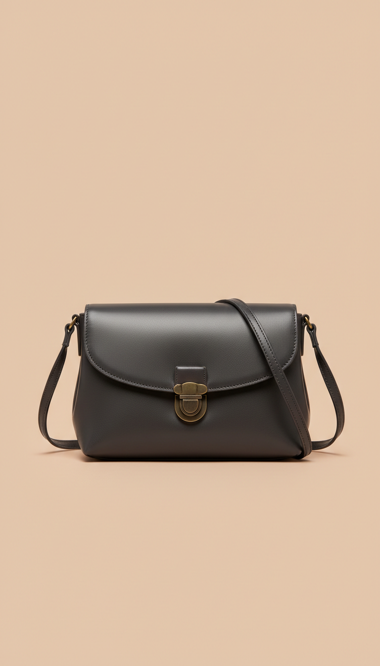 Polished Leather Crossbody Bag with Gold Hardware