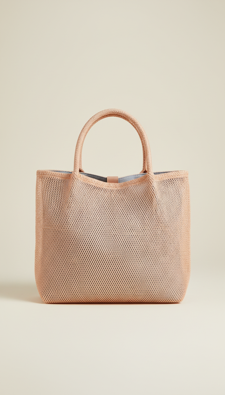 Woven Peach Veil Tote Bag