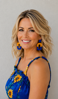 Women's Mustard Yellow / Royal Blue Square Acrylic Earrings