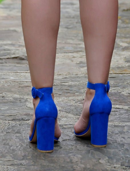 Women's Royal Blue Heels - Suede | Block