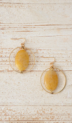 Women's Gold / Yellow Stone Fashion Earrings