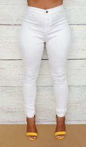 Women's White High Waist Skinny Jeans Small-2X