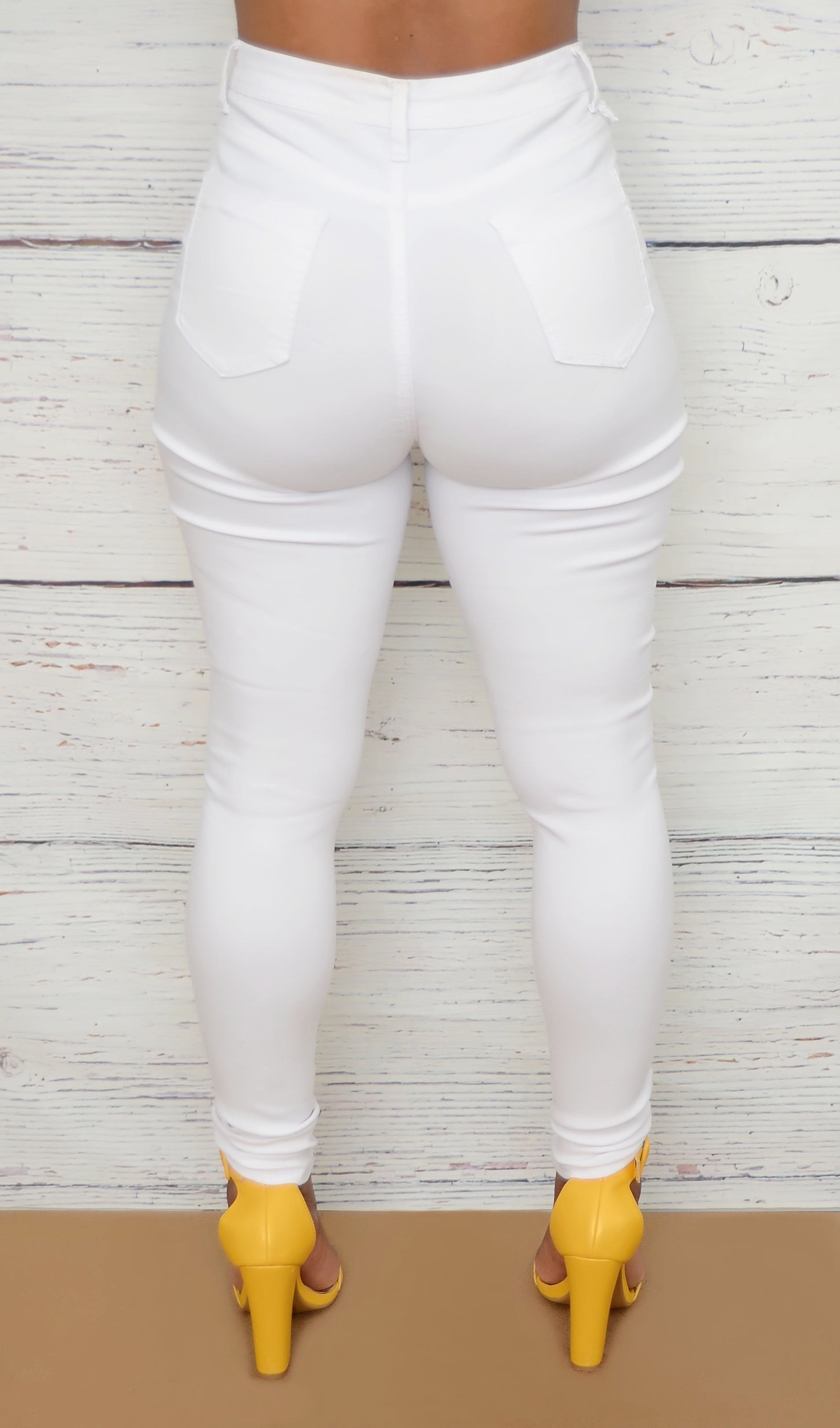 Women's White High Waist Skinny Jeans Small-2X