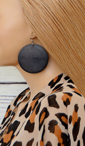 Women's Black Circle Wooden Fashion Earrings