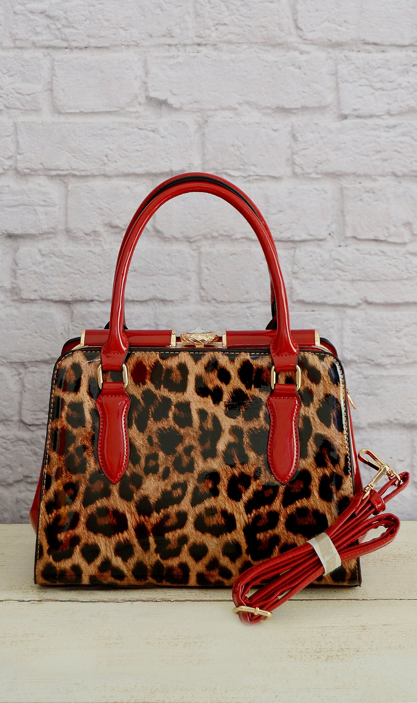 Women's Red Leopard Handbag/Purse