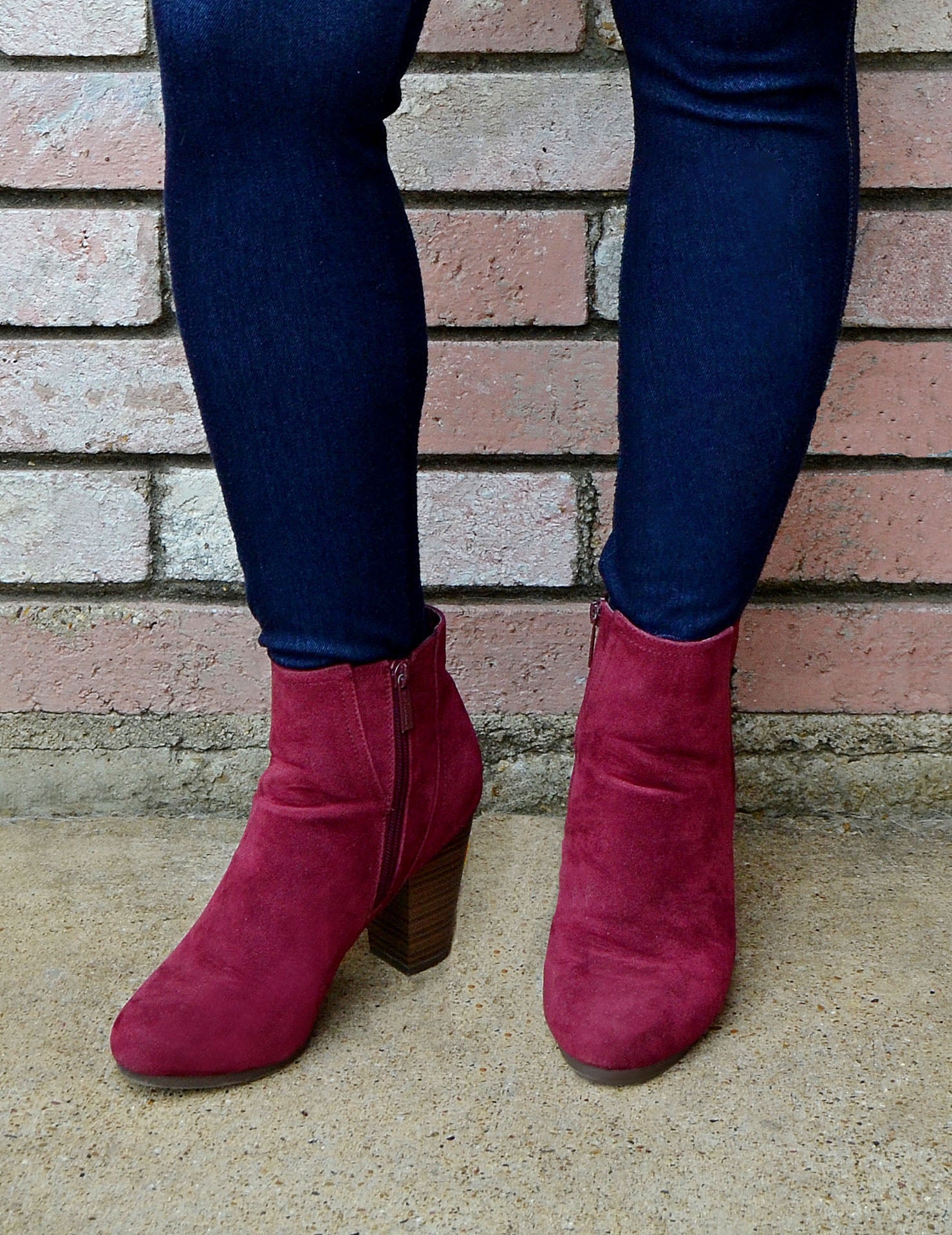 Women's Maroon Suede Ankle Booties/Boots