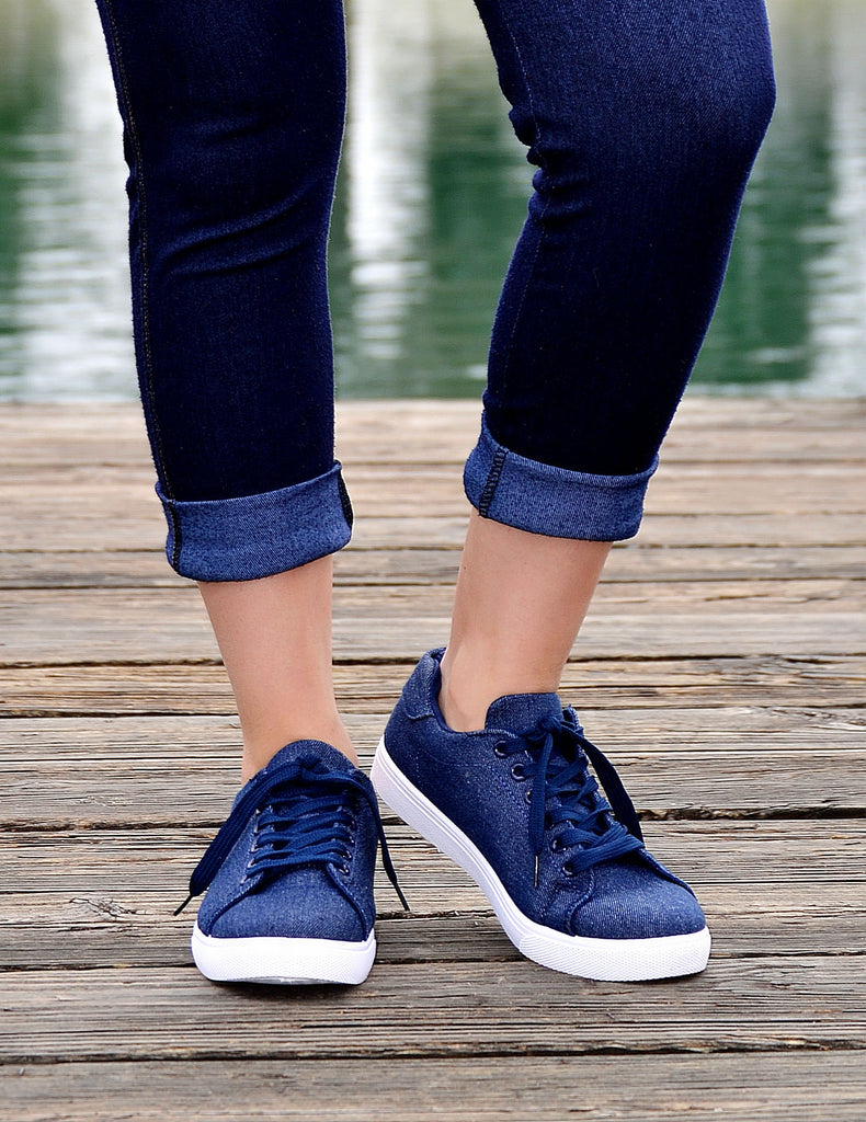 Women's Navy Blue/White Denim Sneakers Women's Navy Blue/White Denim Sneakers