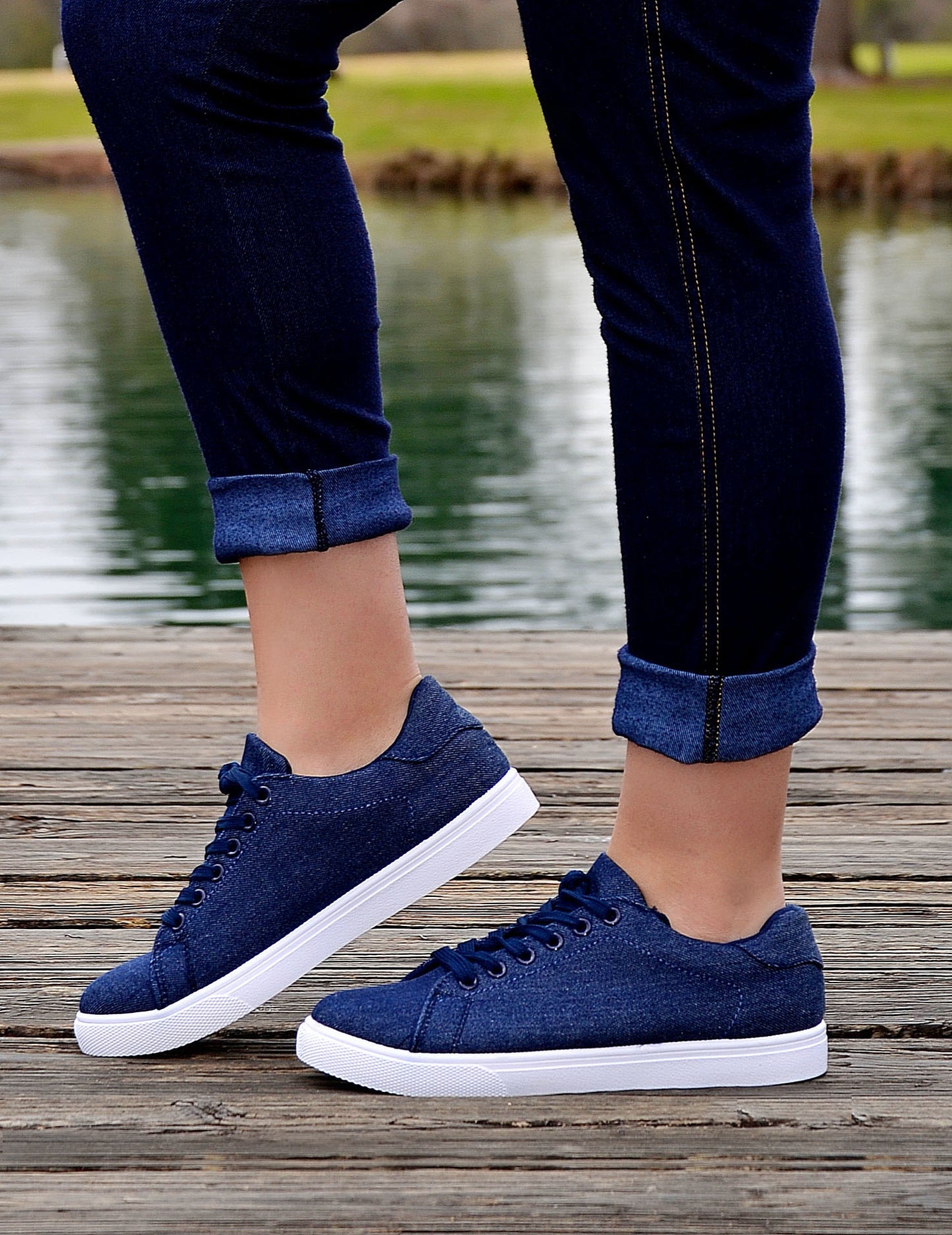 Women's Navy Blue/White Denim Sneakers