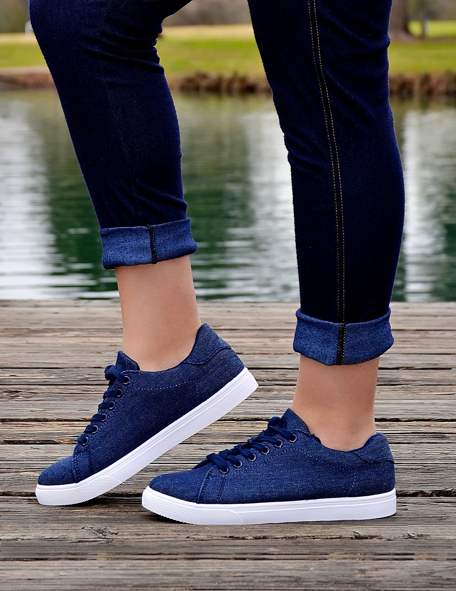 blue denim sneakers