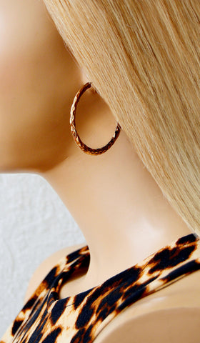 Women's Gold Hammered Hoop Earrings