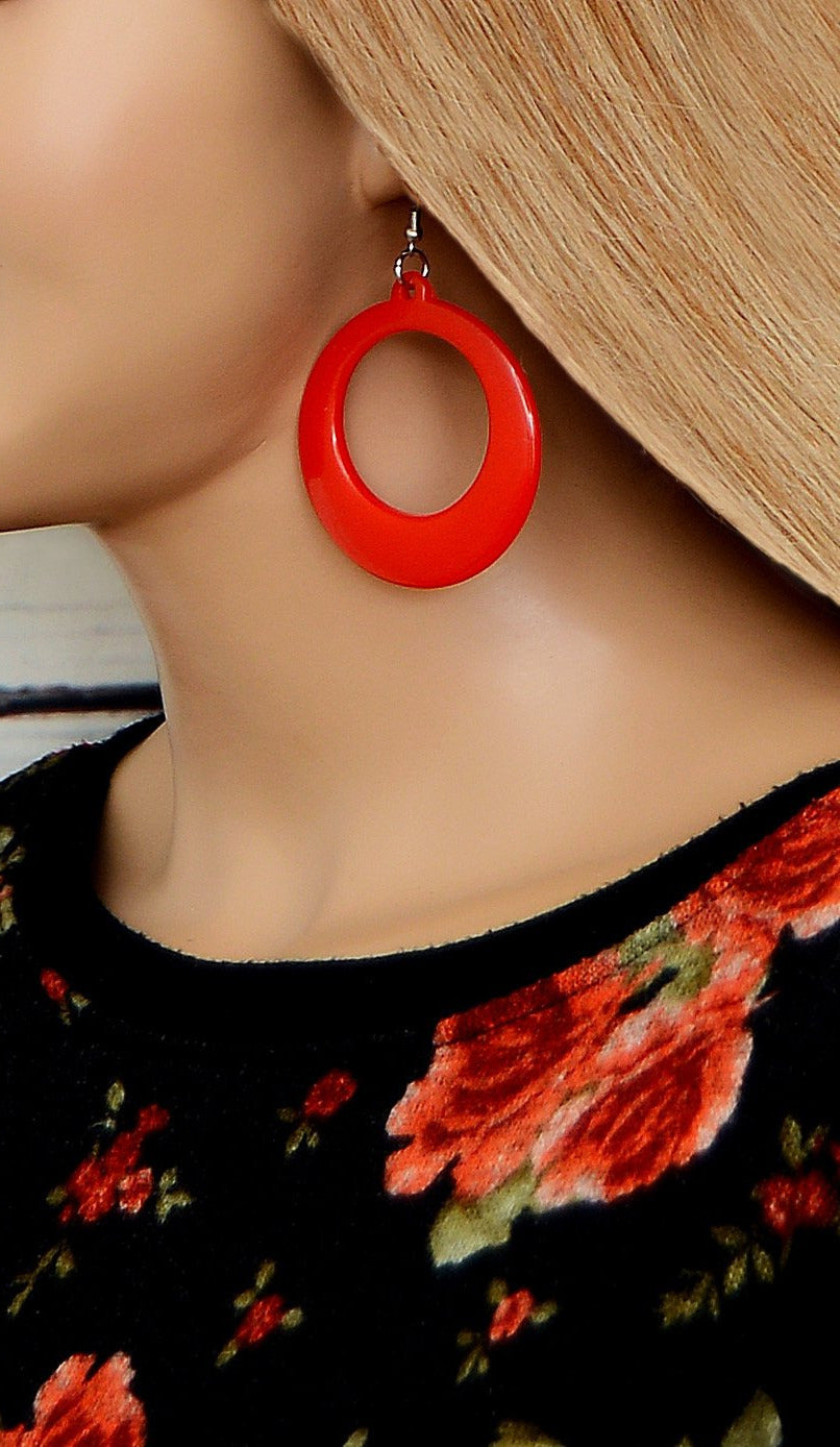 Women's Red Cutout Hoop Earrings
