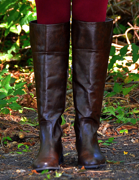Women's Brown Rider Boots With Side Ziper