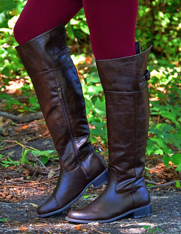 Women's Brown Rider Boots With Side Ziper