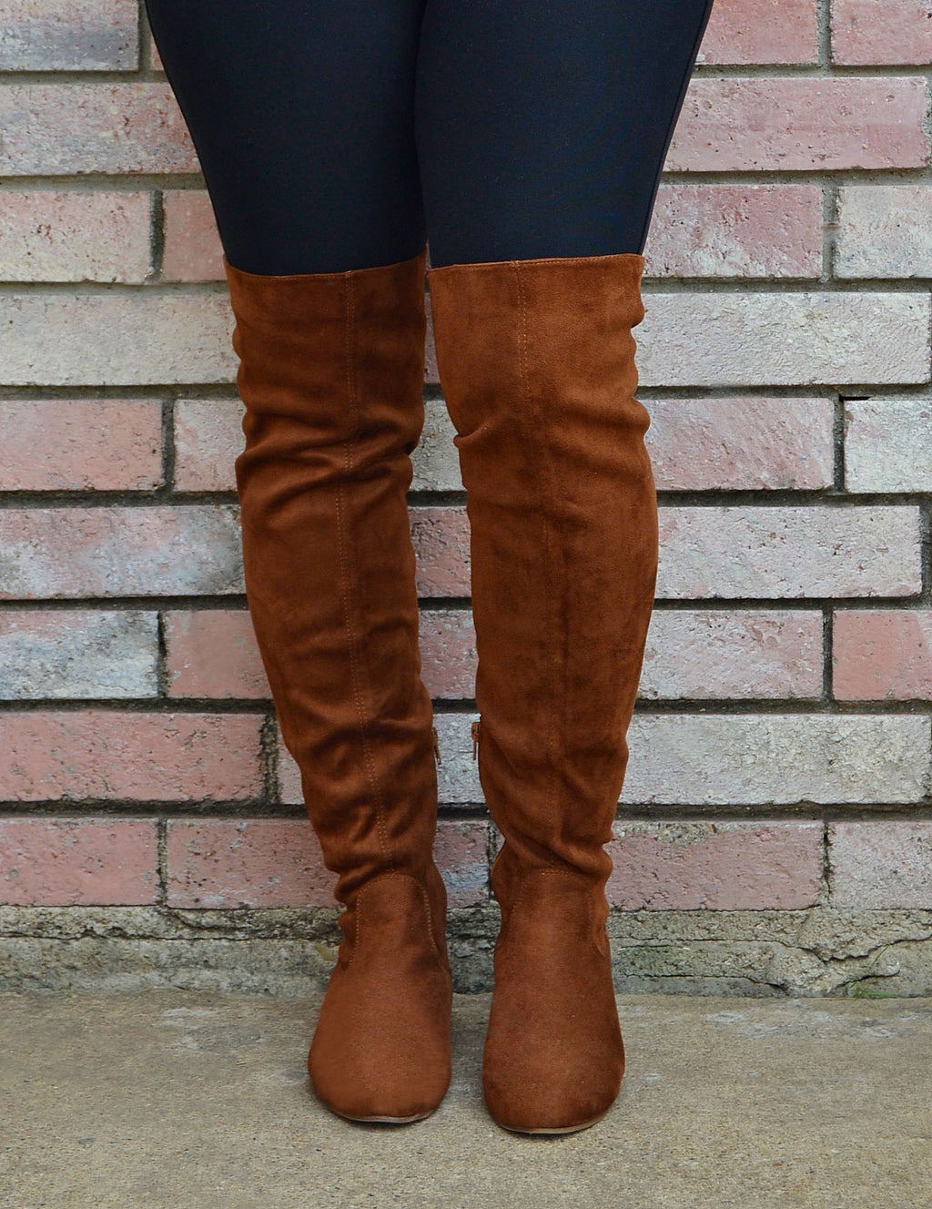 Women's Suede Knee High Boots With Back Lace Up-Chocolate Brown