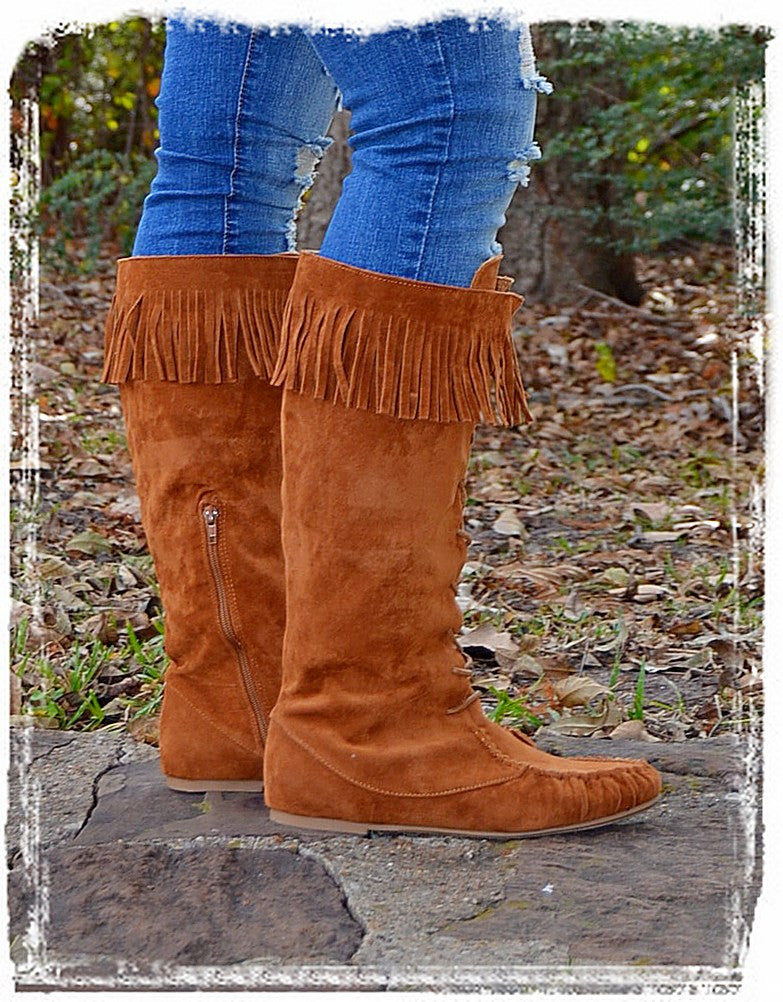 Moccasin Boots Of Fall-Chestnut