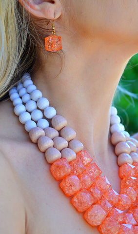Cluster Of Cuteness Necklace Set-Coral