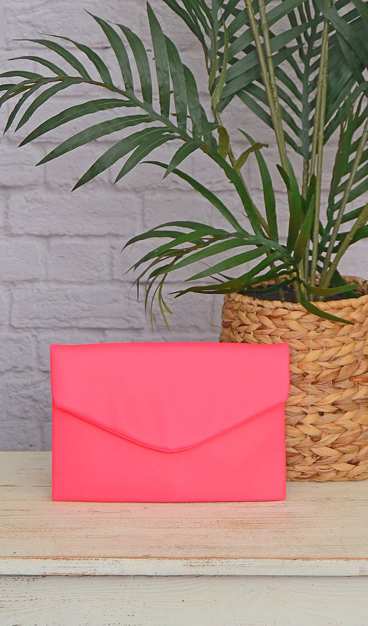 Women's Neon Hot Pink Envelope Clutch