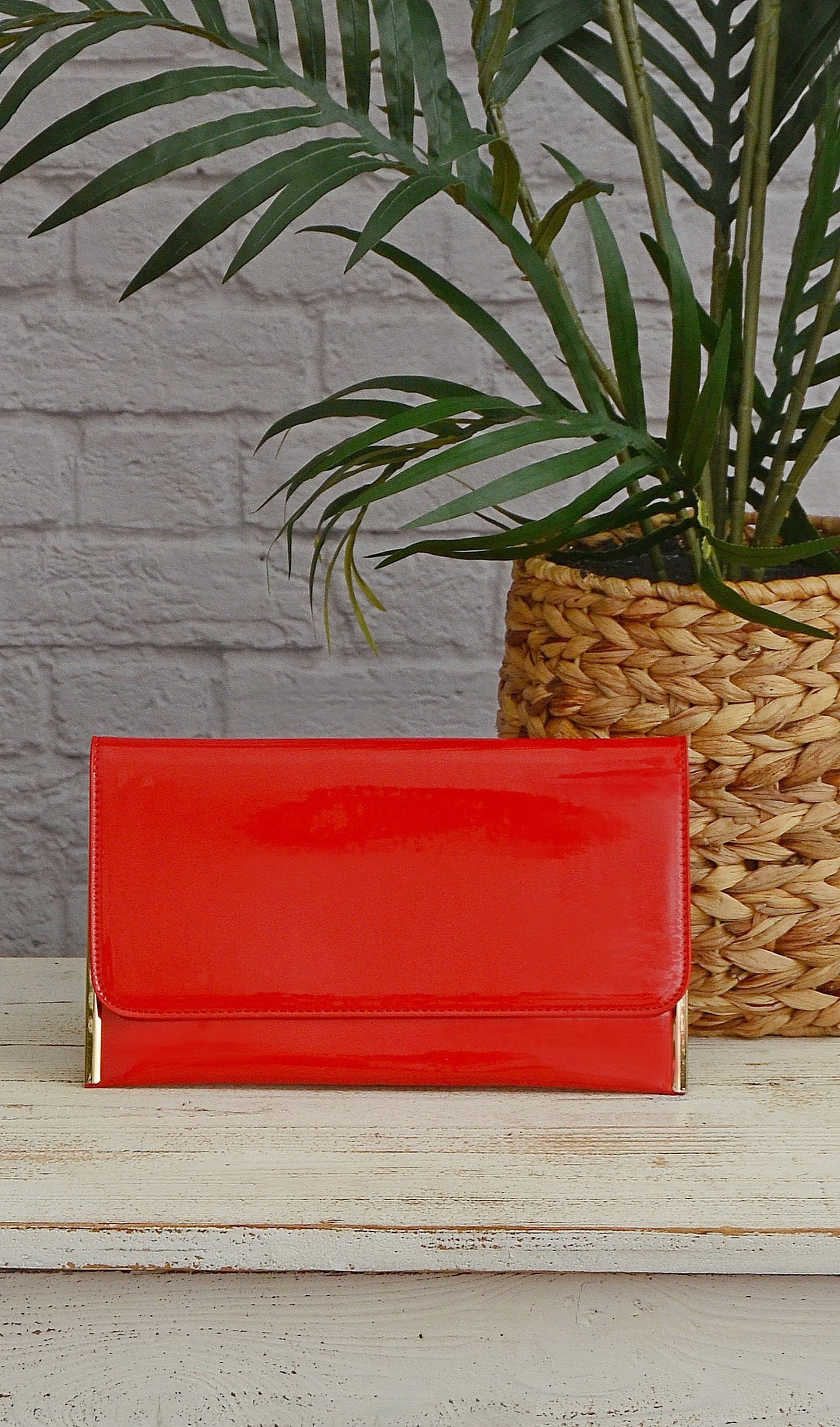 Red Shiny Gloss Cross Body Clutch