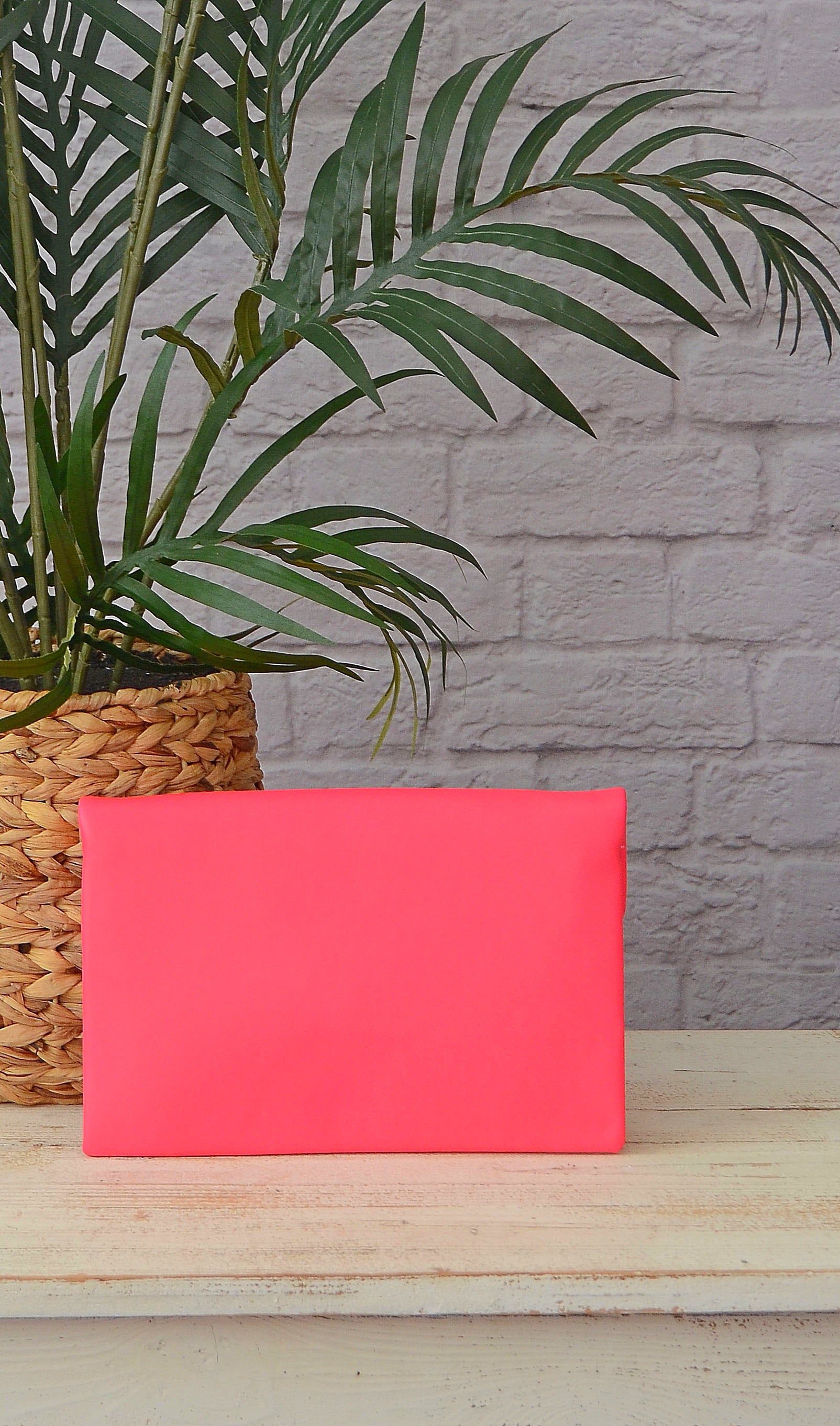 Women's Neon Hot Pink Envelope Clutch