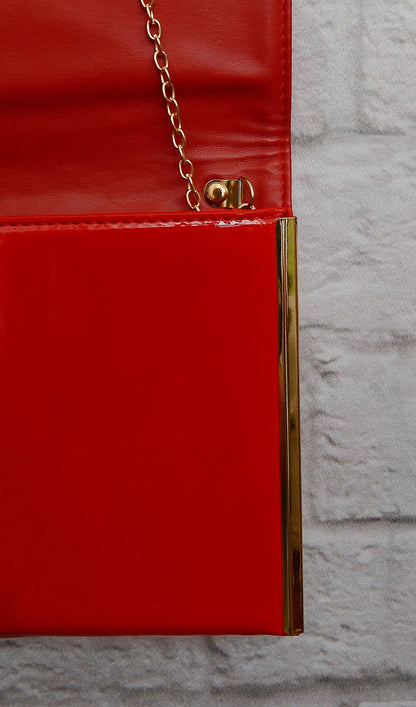 Red Shiny Gloss Cross Body Clutch