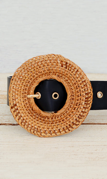 Women's Black Wicker Fashion Belt