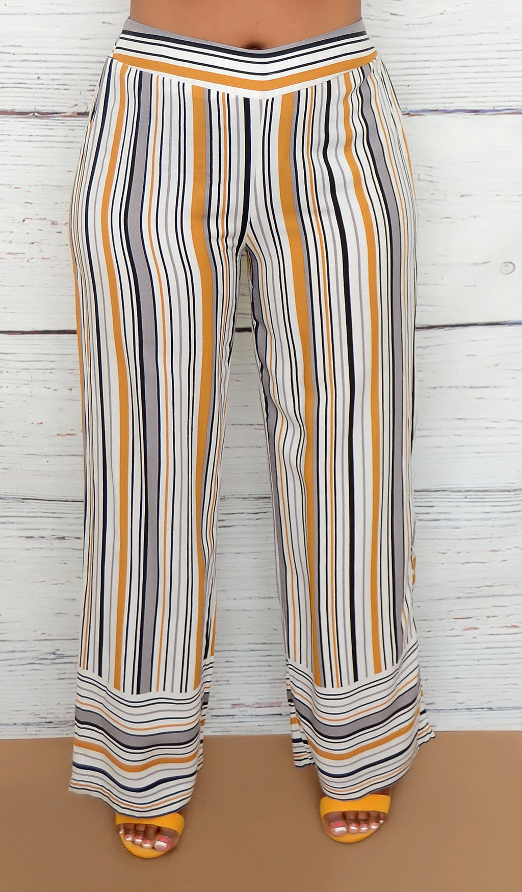 Women's Striped Wide Leg Palazzo Pants
