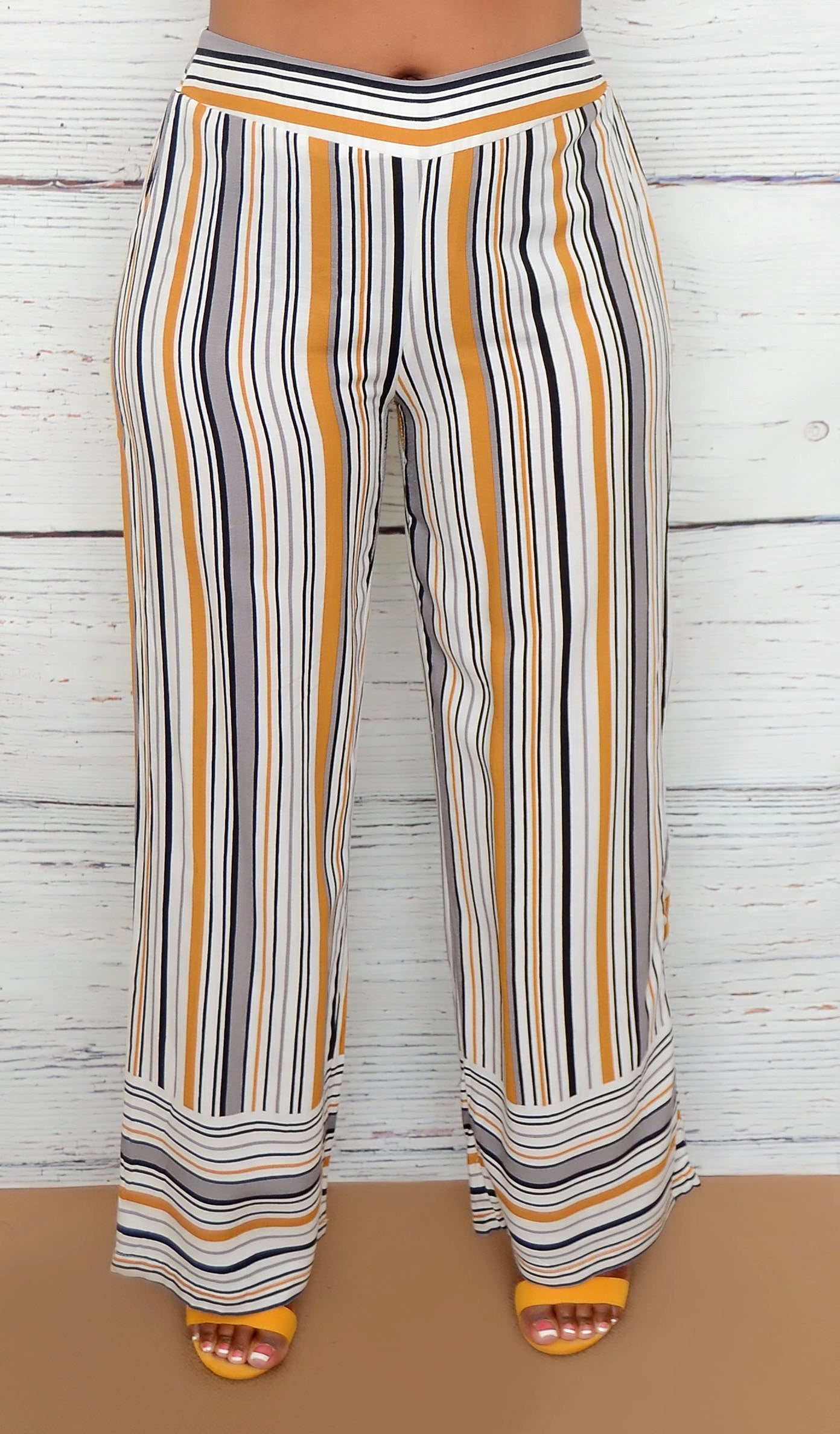 Women's Striped Wide Leg Palazzo Pants