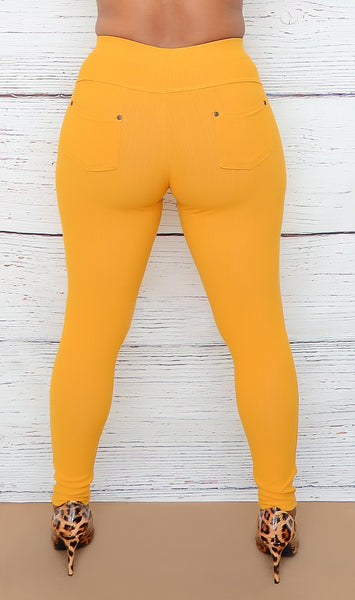 Women's Stretchy Mustard Yellow Jeggings