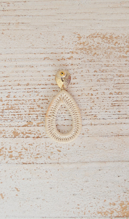 Women's Ivory Wicker Teardrop Earrings