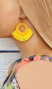 Women's Yellow Tassel Fringe Earrings