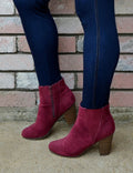 Women's Maroon Suede Ankle Booties/Boots