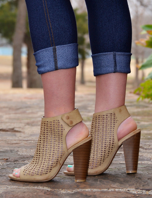 Peforated Of Mule Booties-Khaki