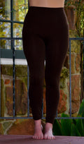 Women's Dark Brown Mid Rise Fleece Leggings