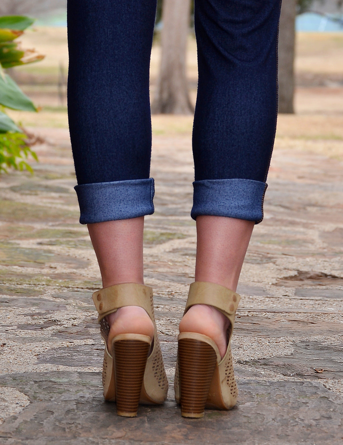 Peforated Of Mule Booties-Khaki