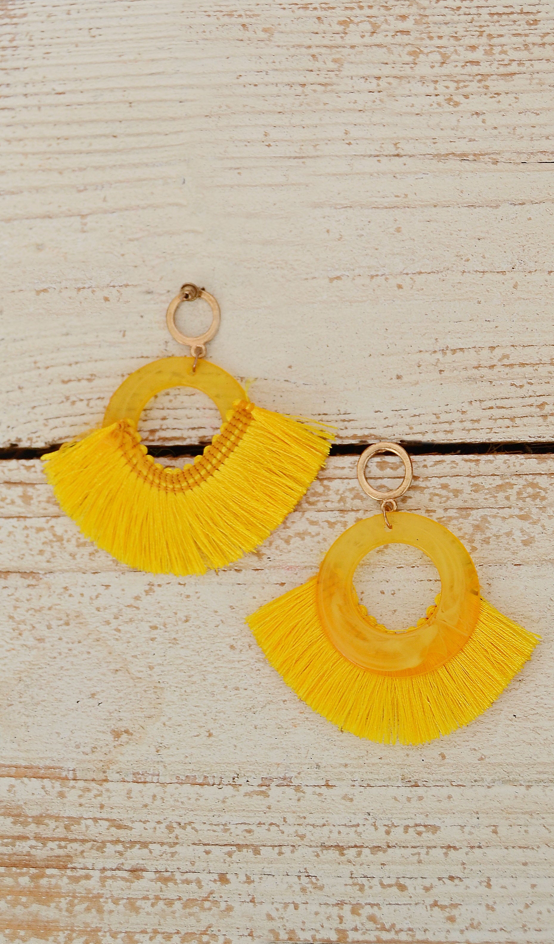 Women's Yellow Tassel Fringe Earrings