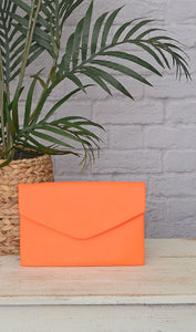 Women's Neon Orange Envelope Clutch