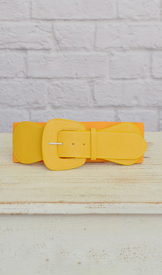 Women's Bright Yellow Elastic Fashion Belt