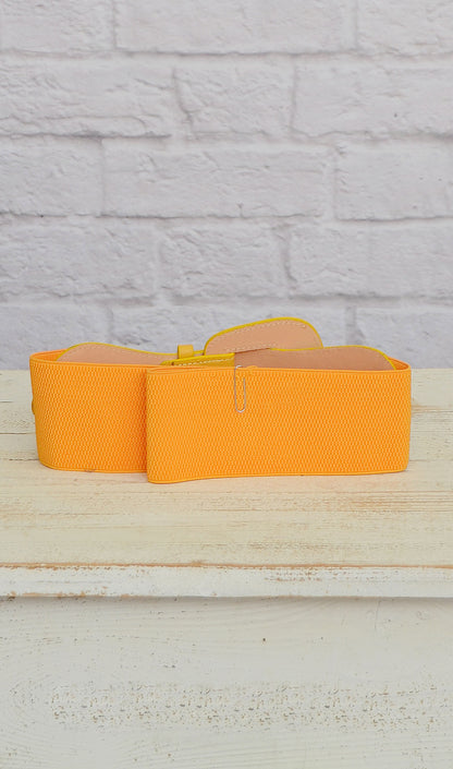 Women's Bright Yellow Elastic Fashion Belt