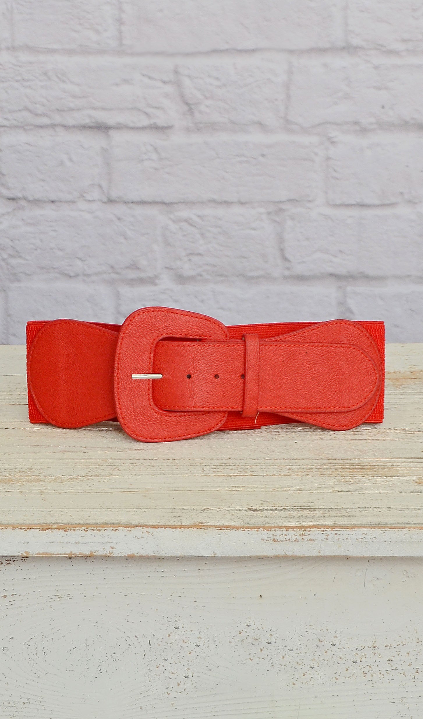 Women's Bright Red Elastic Fashion Belt