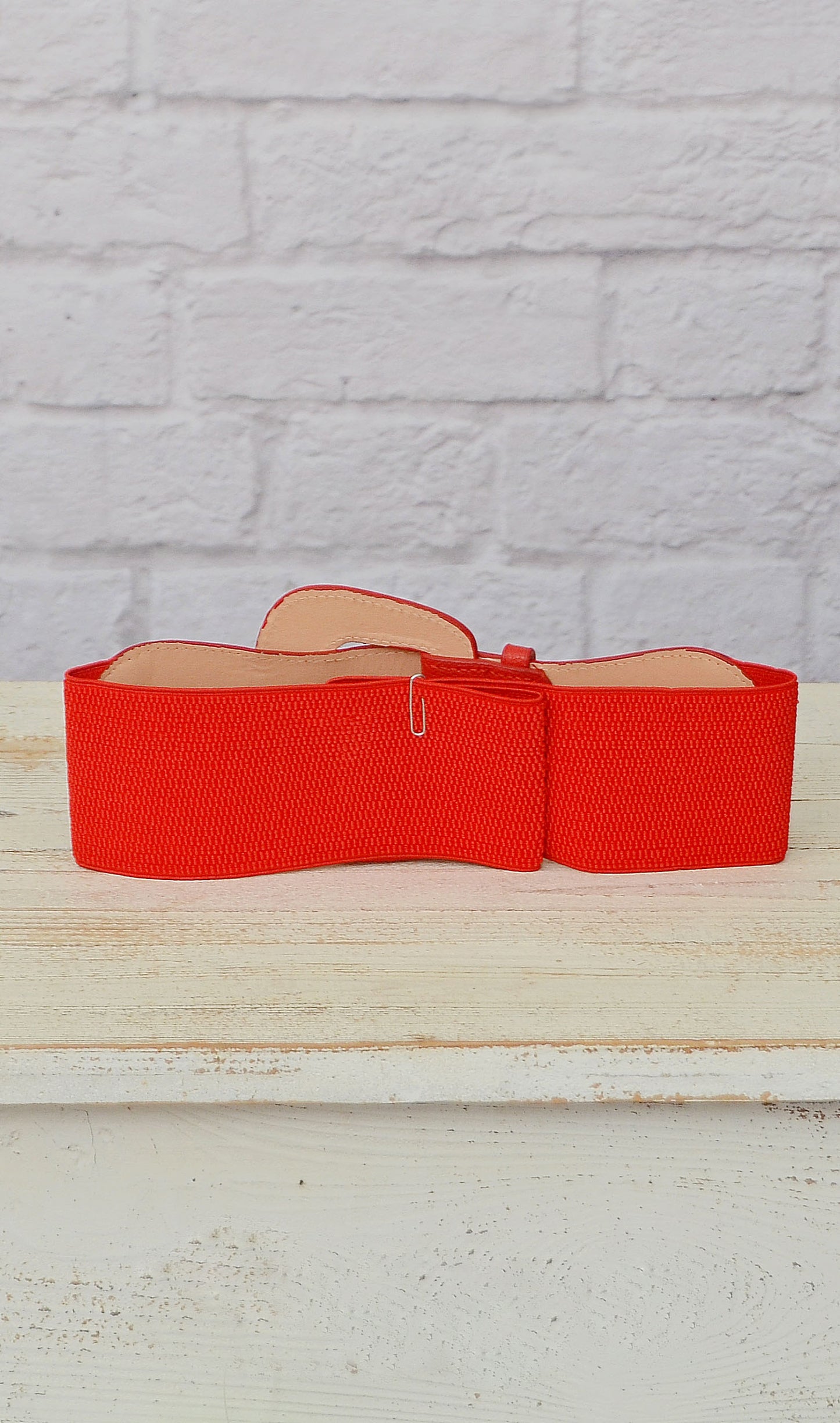 Women's Bright Red Elastic Fashion Belt