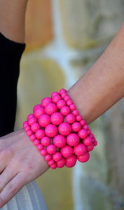 Hot Pink 6Piece Beaded Bracelet Set-Fuchsia- Cheap Junior Clothes