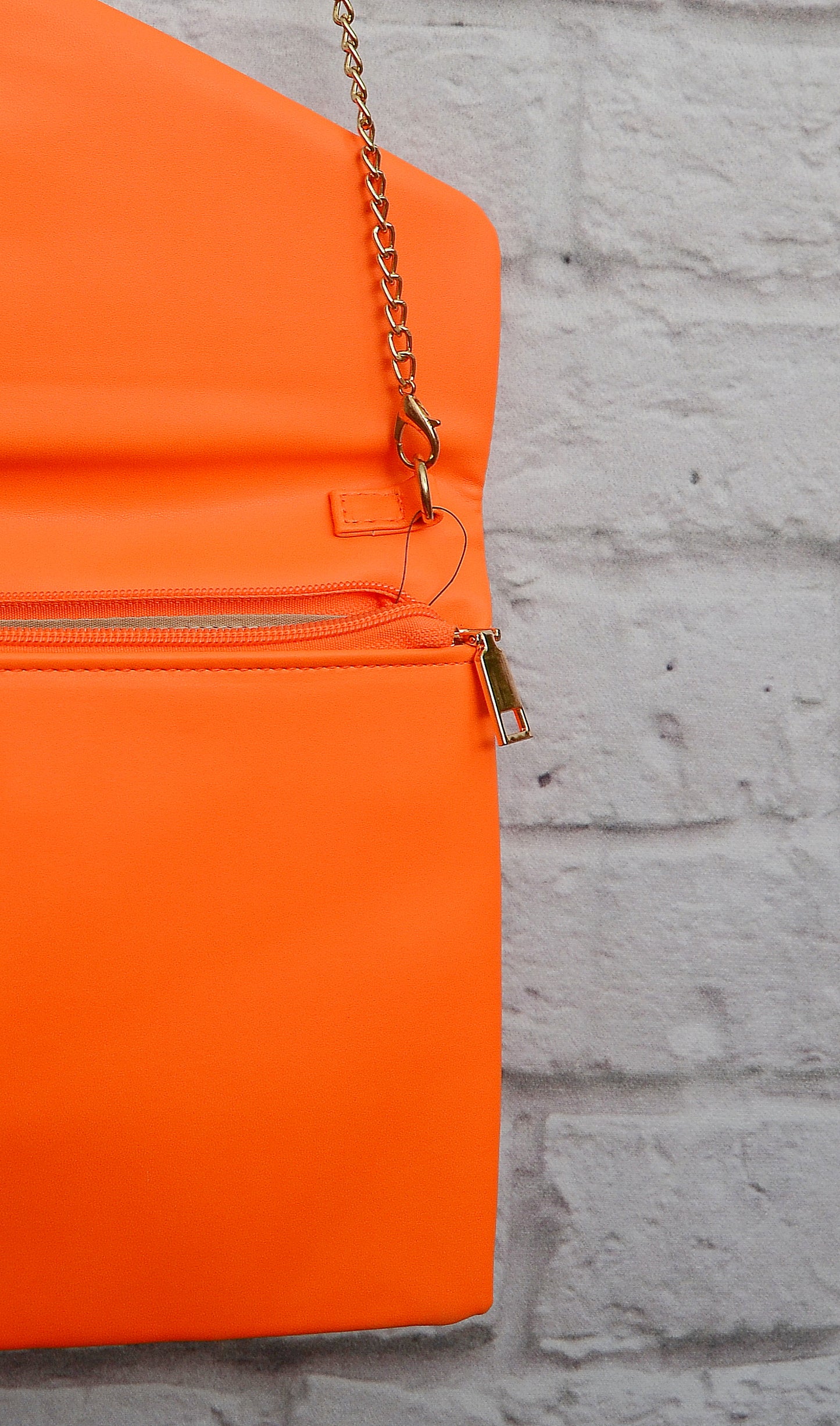 Women's Neon Orange Envelope Clutch