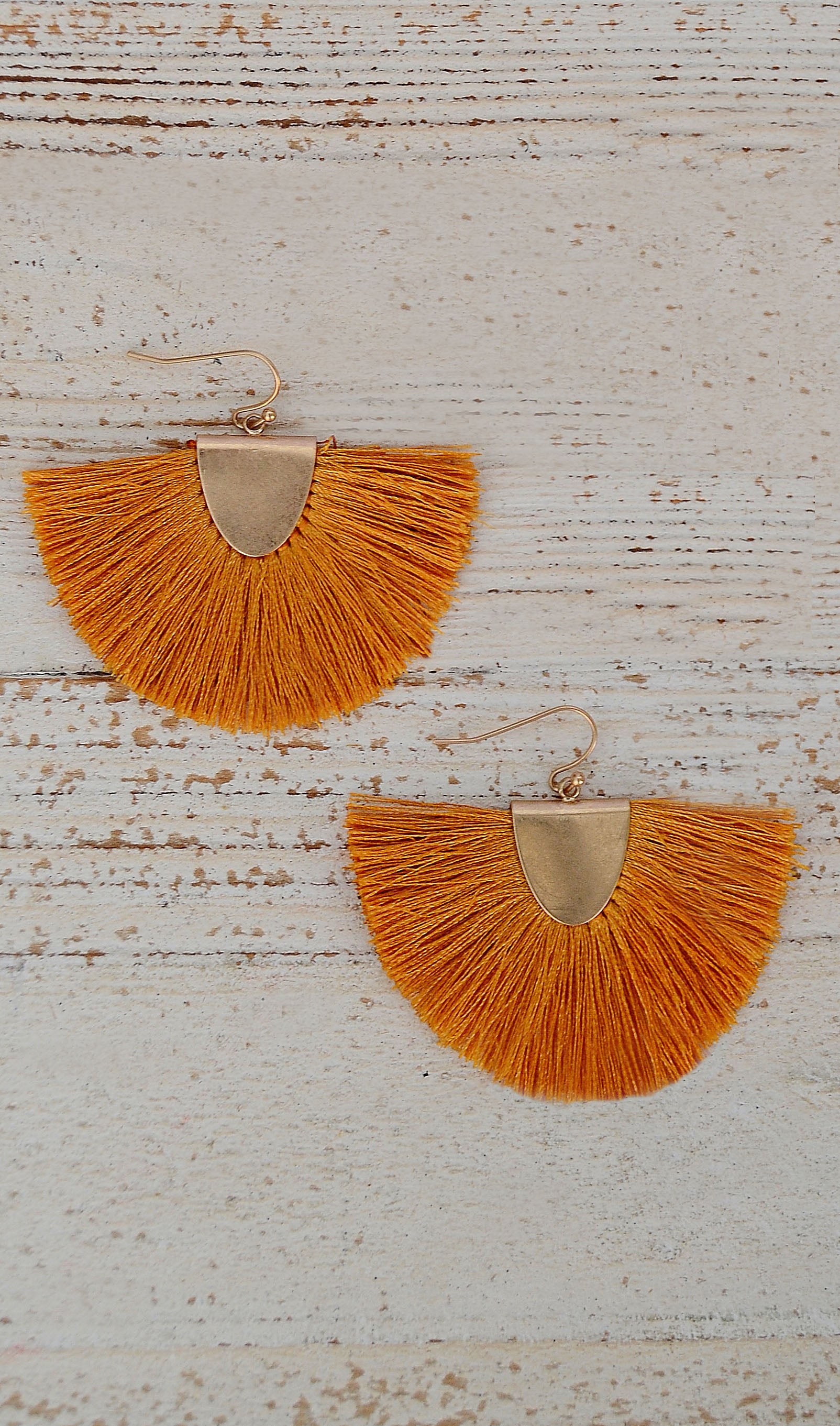 Mustard Yellow Fringe Tassel Earrings