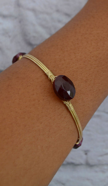 Women's Maroon Stone Wire-Wrapped Bracelet
