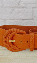 Women's Cognac Brown Elastic Fashion Belt
